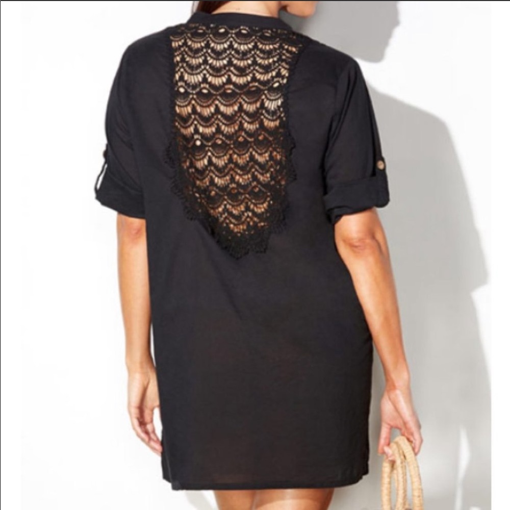 Black crochet button down top size 22/24